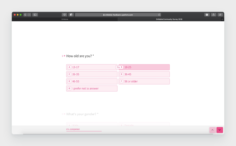 不适用案例:Dribbble 问卷